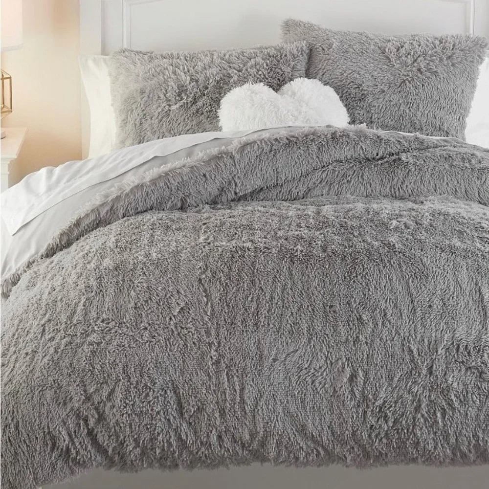 Pottery Barn Recycled Super Fluffy Duvet Cover - Light Grey